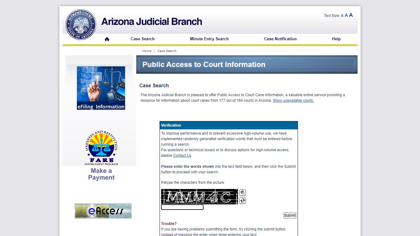 Public Access Case Lookup